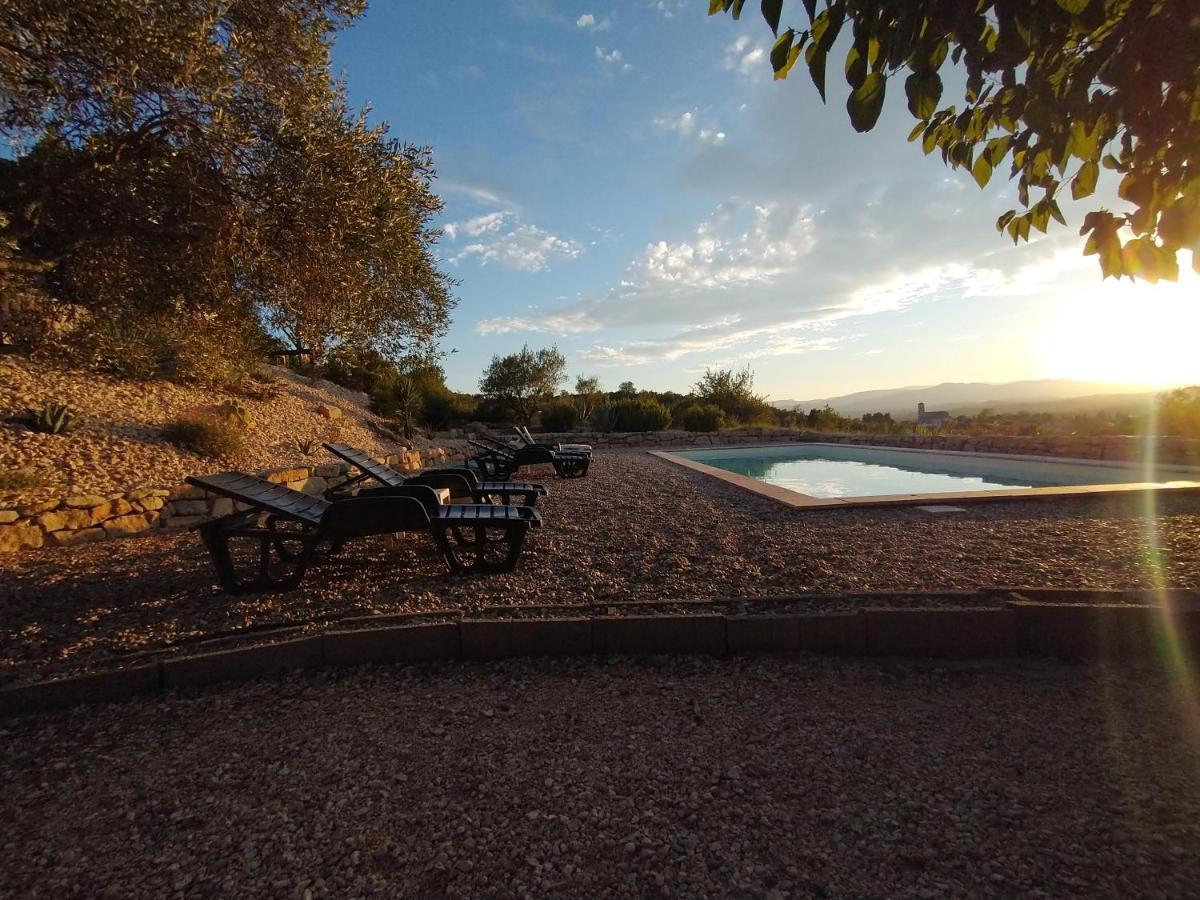 Bed and Breakfast Les Agaves Piscine Panoramique Vue Exceptionnelle Grospierres Esterno foto